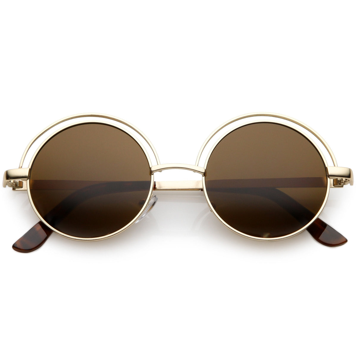 Women's Indie Retro Round Flat Lens Metal Sunglasses C060