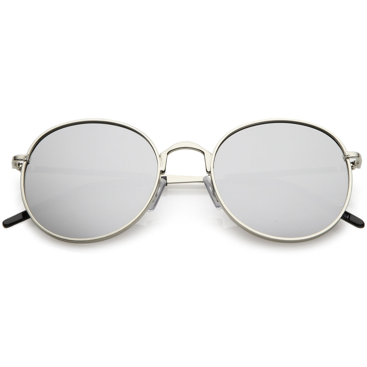 Retro Flash Mirrored Round Flat Lens Metal Sunglasses C436