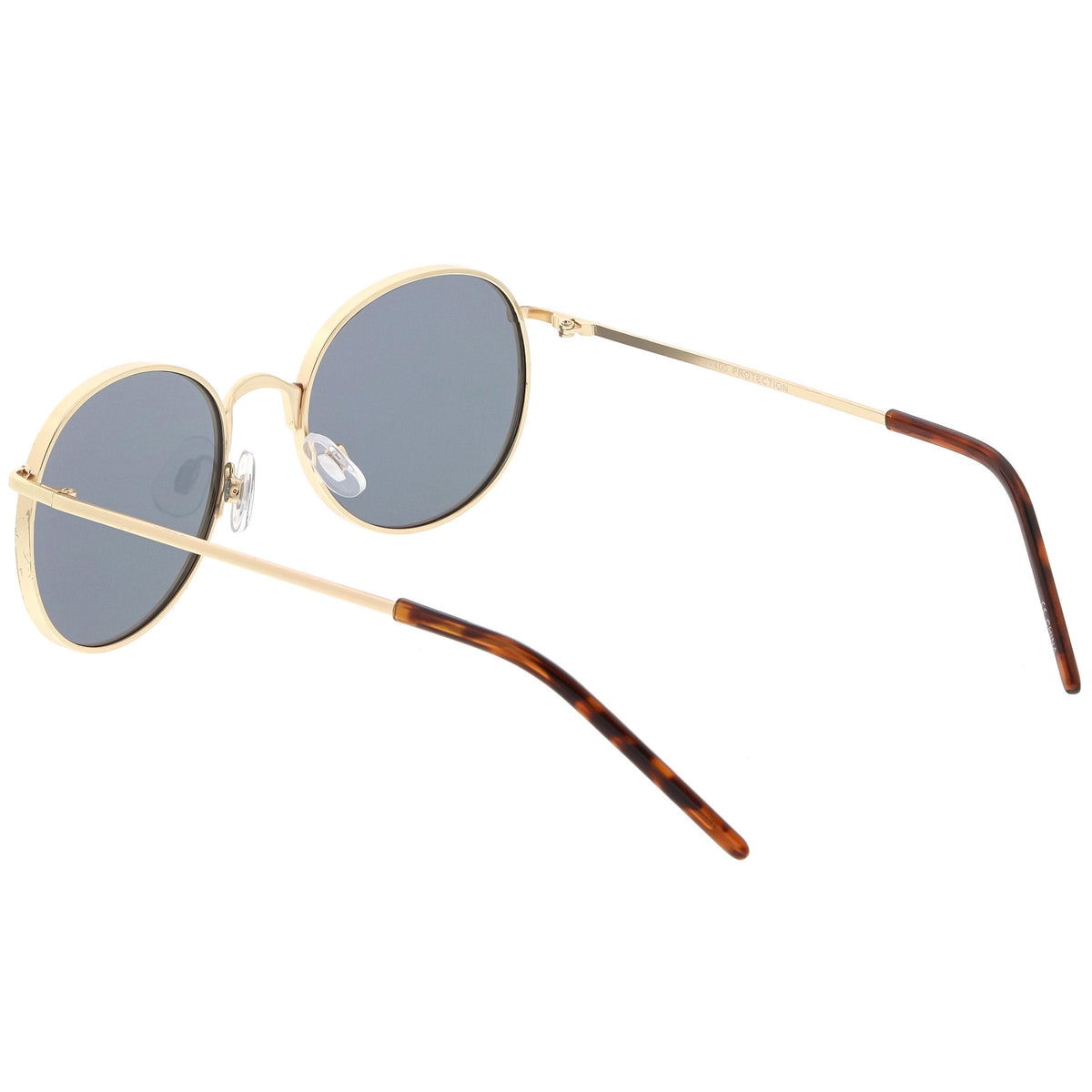 Retro Flash Mirrored Round Flat Lens Metal Sunglasses C436