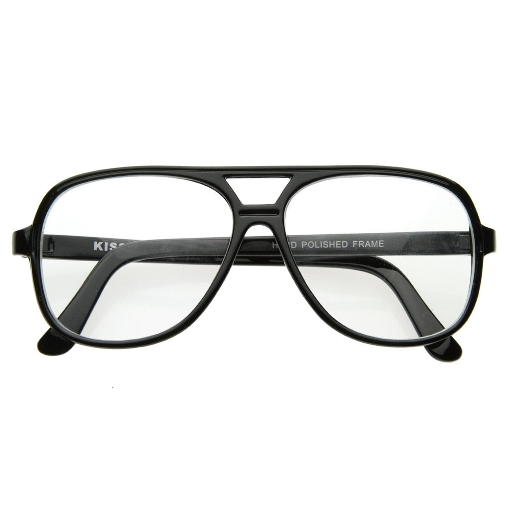 Retro 1980's Basic Square Aviator Clear Lens Glasses 8043