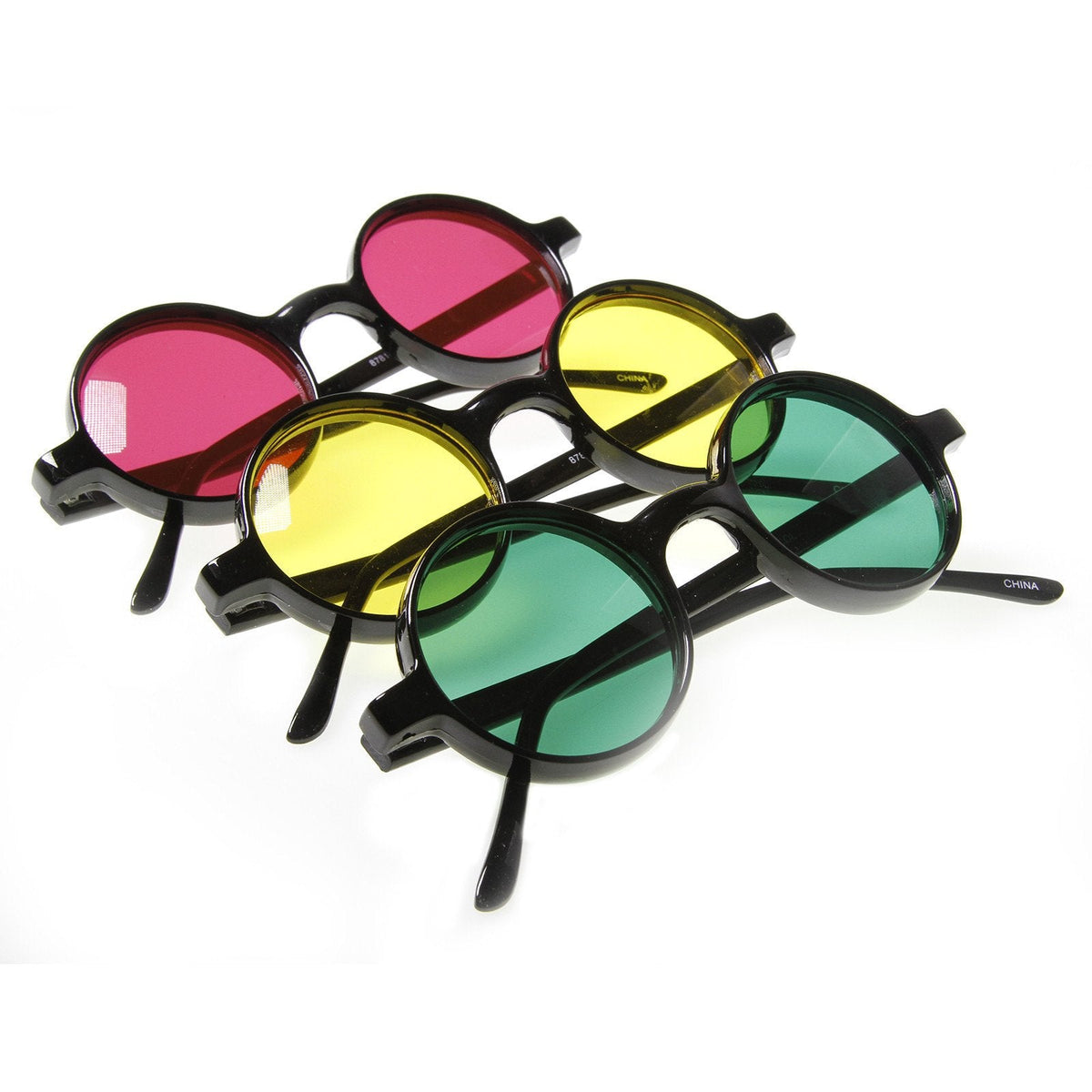 Small Retro Round Color Lens Sunglasses 8631 [3 Pack]