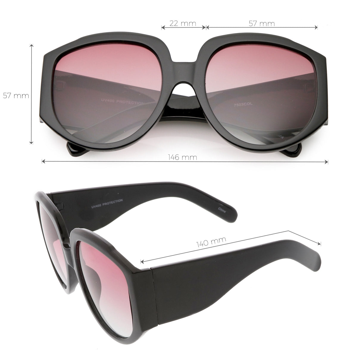 Women's Oversize Geometric Gradient Color Tone Sunglasses C620