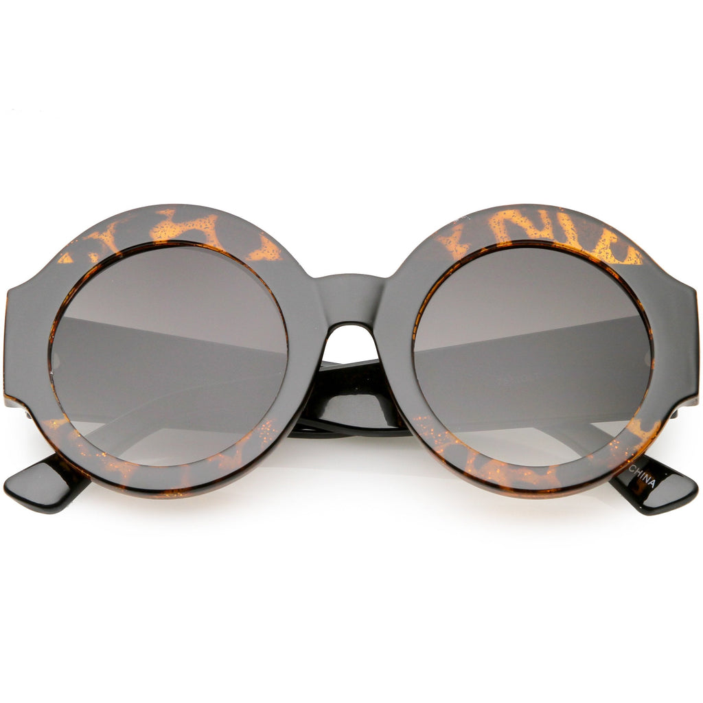 Women's Oversize Glitter Two Tone Round Sunglasses C622