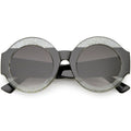 Women's Oversize Glitter Two Tone Round Sunglasses C622