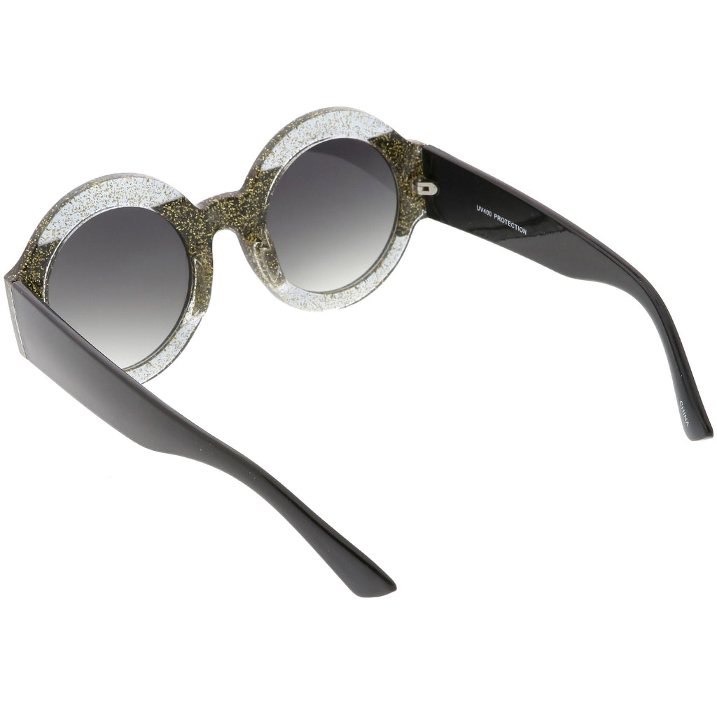 Women's Oversize Glitter Two Tone Round Sunglasses C622