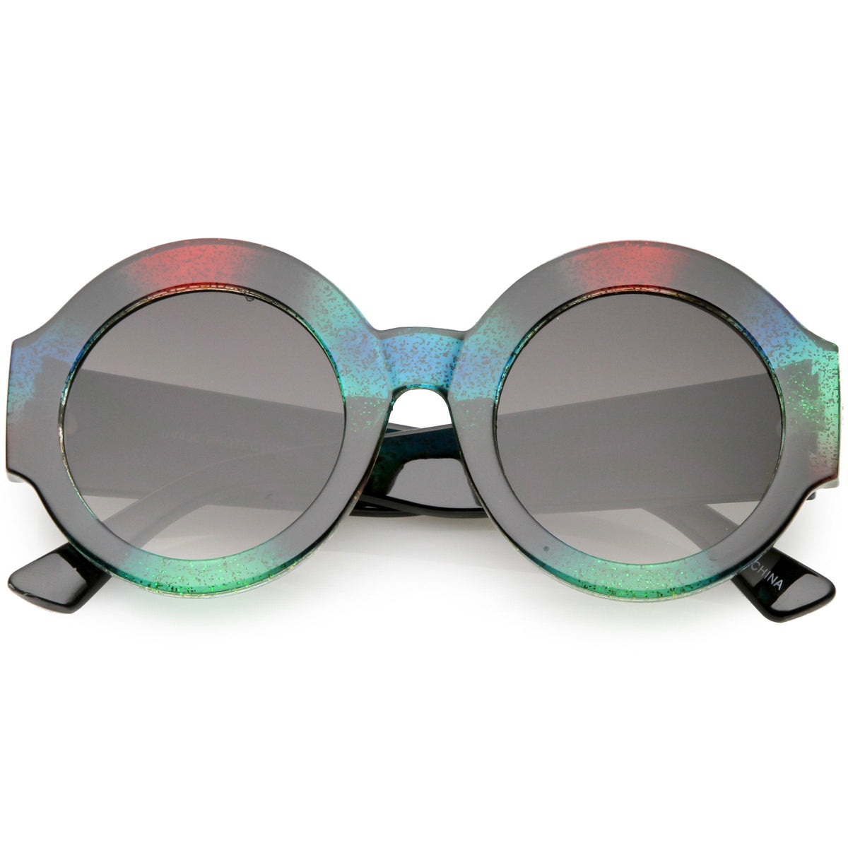 Women's Oversize Glitter Two Tone Round Sunglasses C622