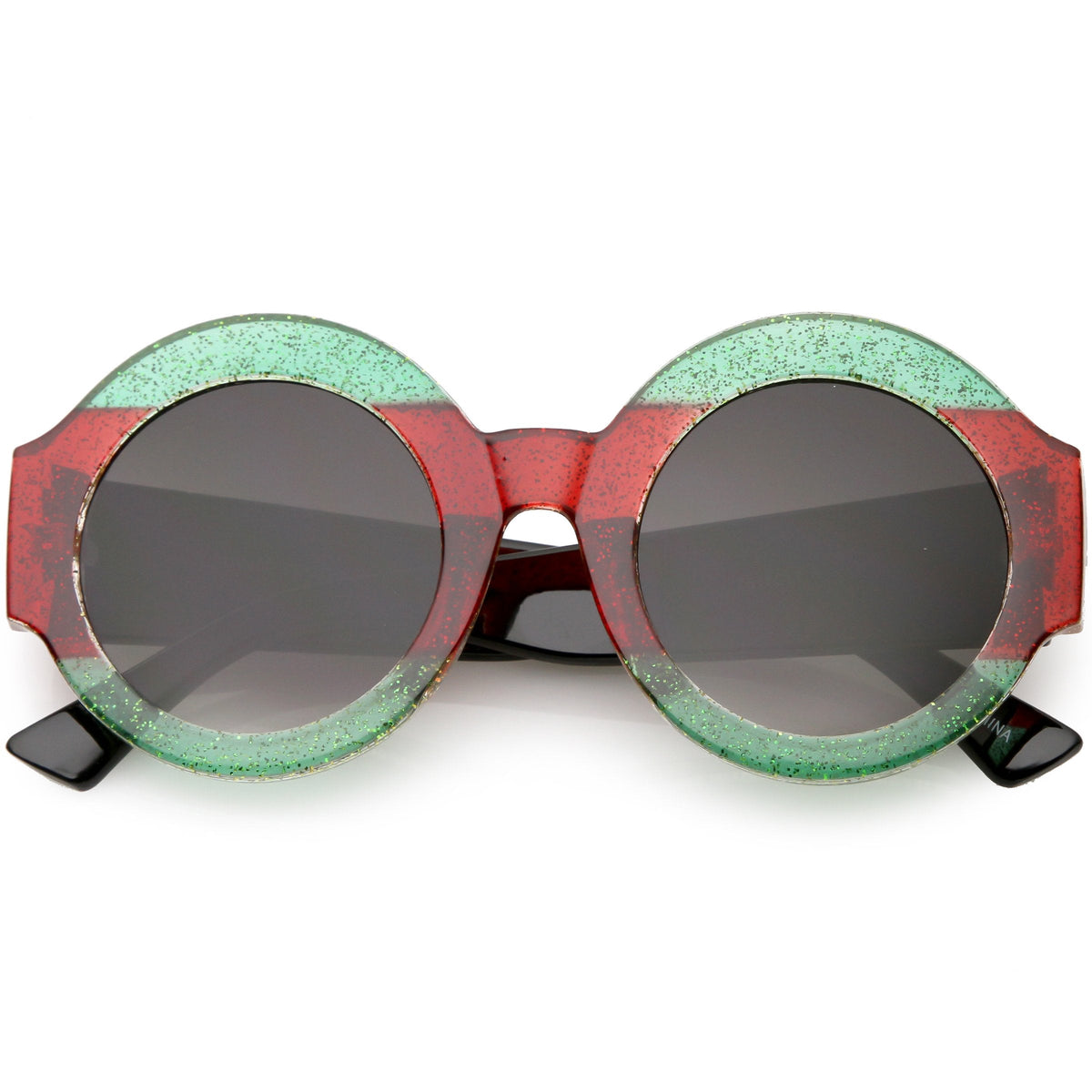 Women's Oversize Glitter Two Tone Round Sunglasses C622