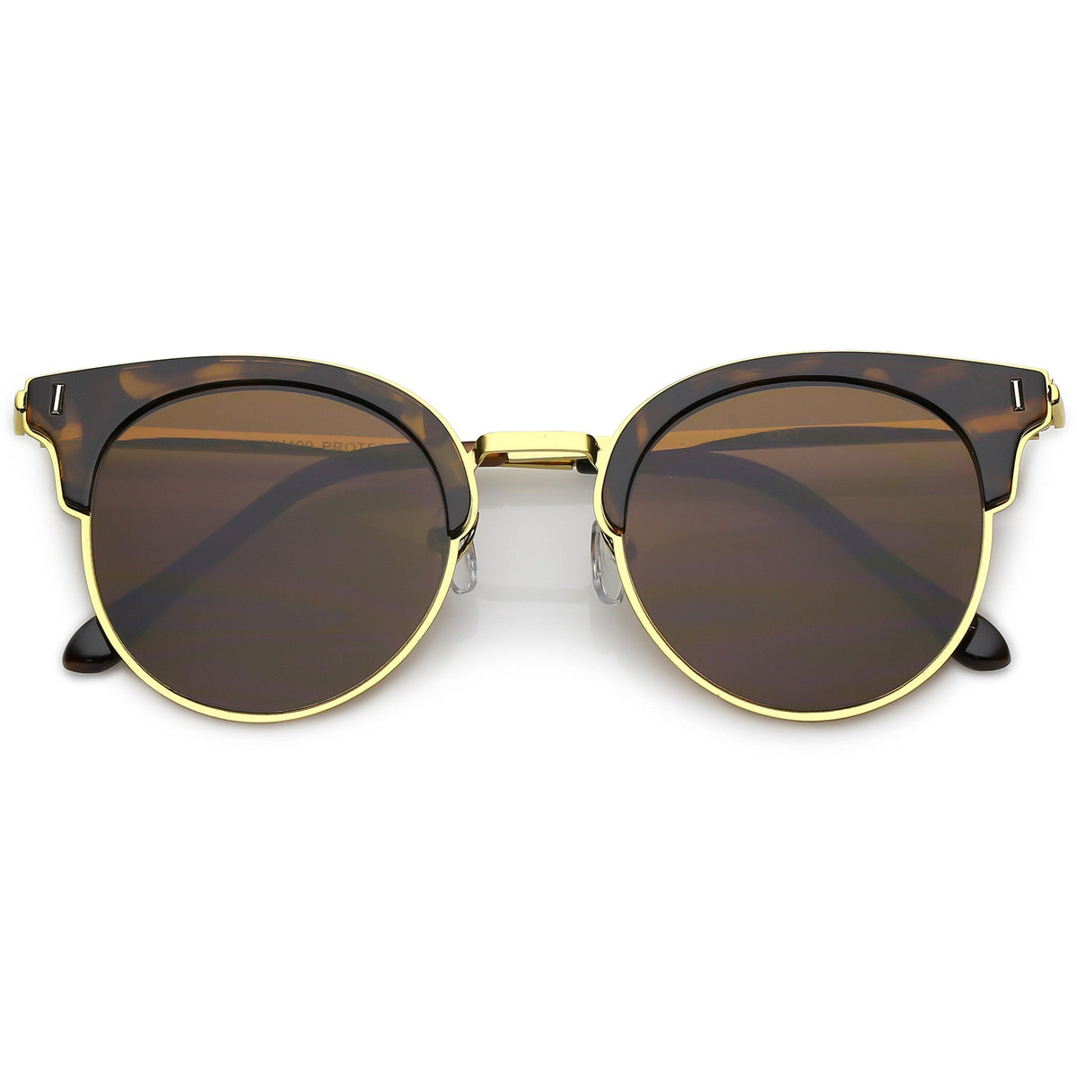 Retro Modern Half Frame Horned Rim Flat Lens Sunglasses C248