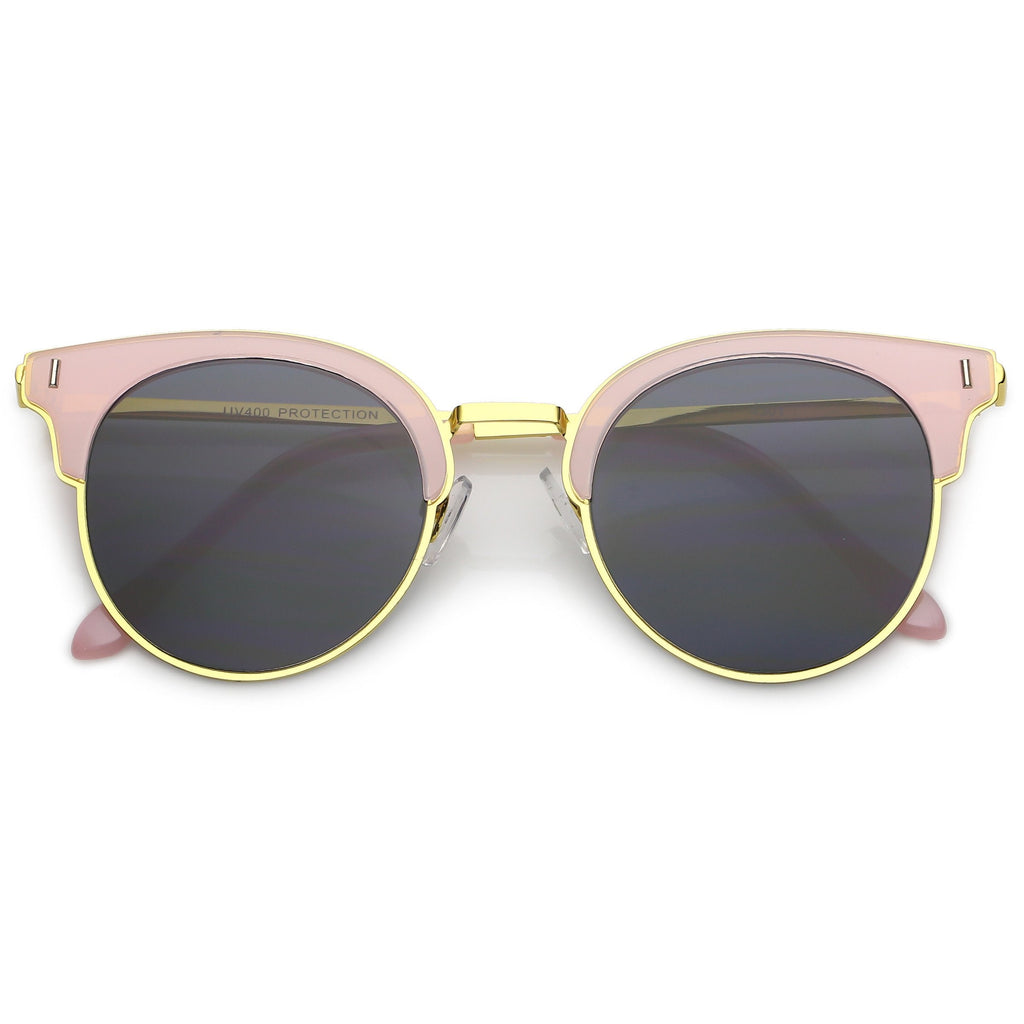 Retro Modern Half Frame Horned Rim Flat Lens Sunglasses C248