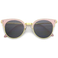 Retro Modern Half Frame Horned Rim Flat Lens Sunglasses C248