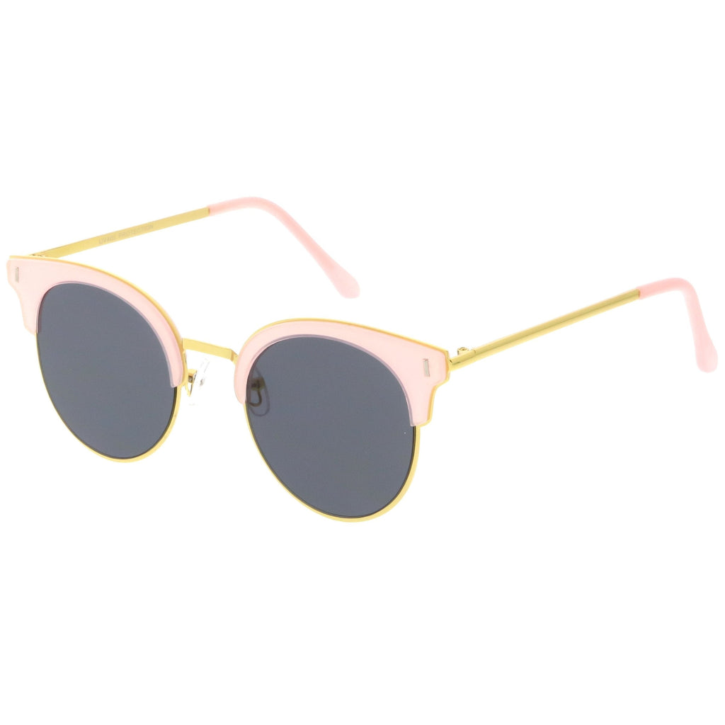 Retro Modern Half Frame Horned Rim Flat Lens Sunglasses C248