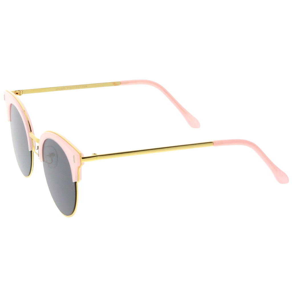 Retro Modern Half Frame Horned Rim Flat Lens Sunglasses C248