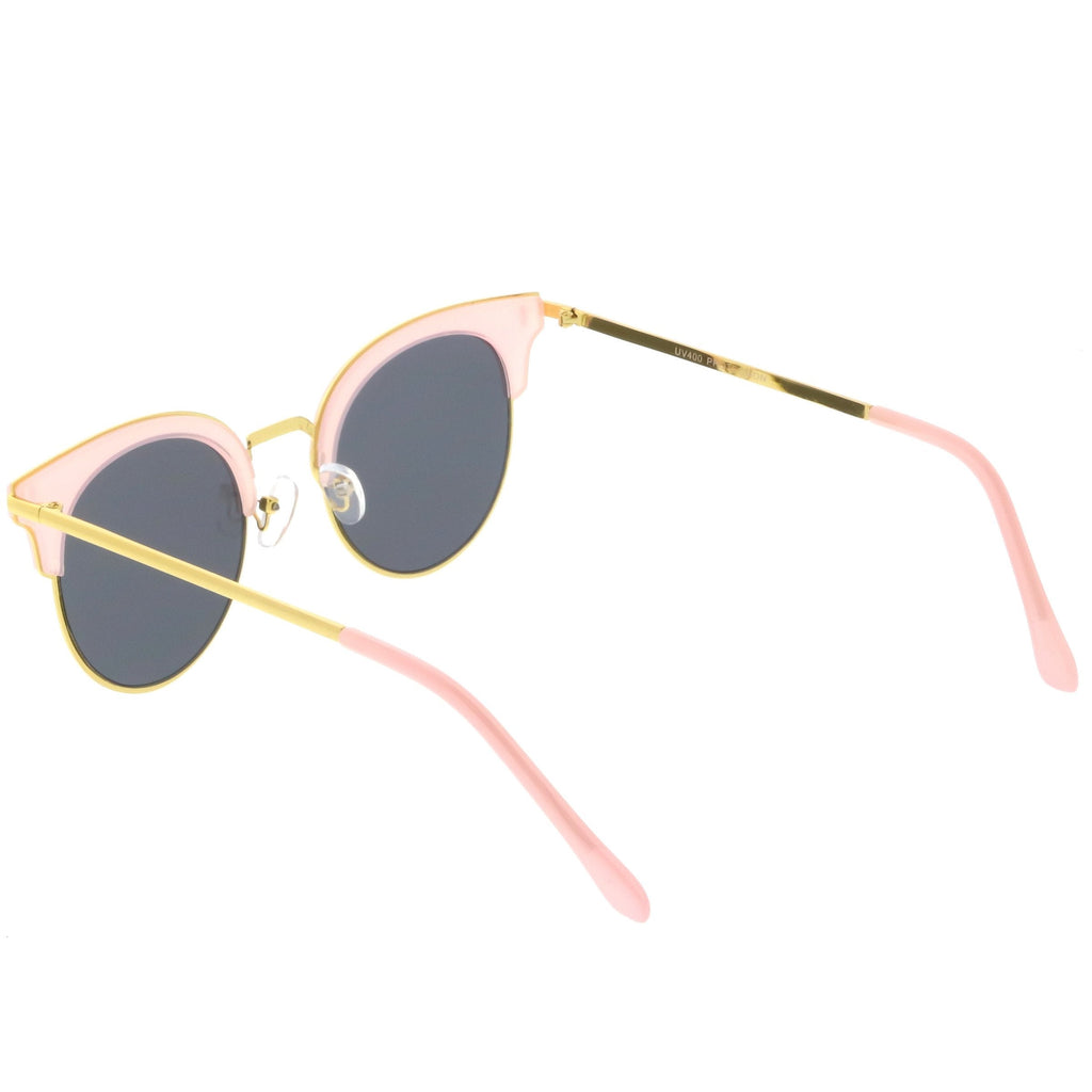 Retro Modern Half Frame Horned Rim Flat Lens Sunglasses C248