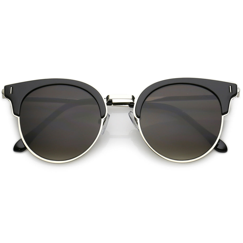 Retro Modern Half Frame Horned Rim Flat Lens Sunglasses C248