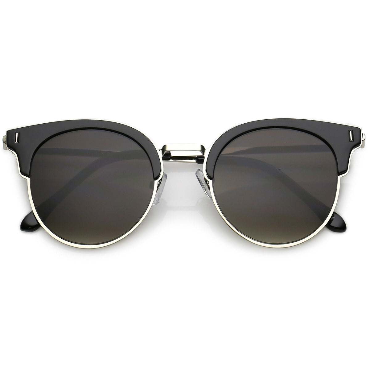 Retro Modern Half Frame Horned Rim Flat Lens Sunglasses C248