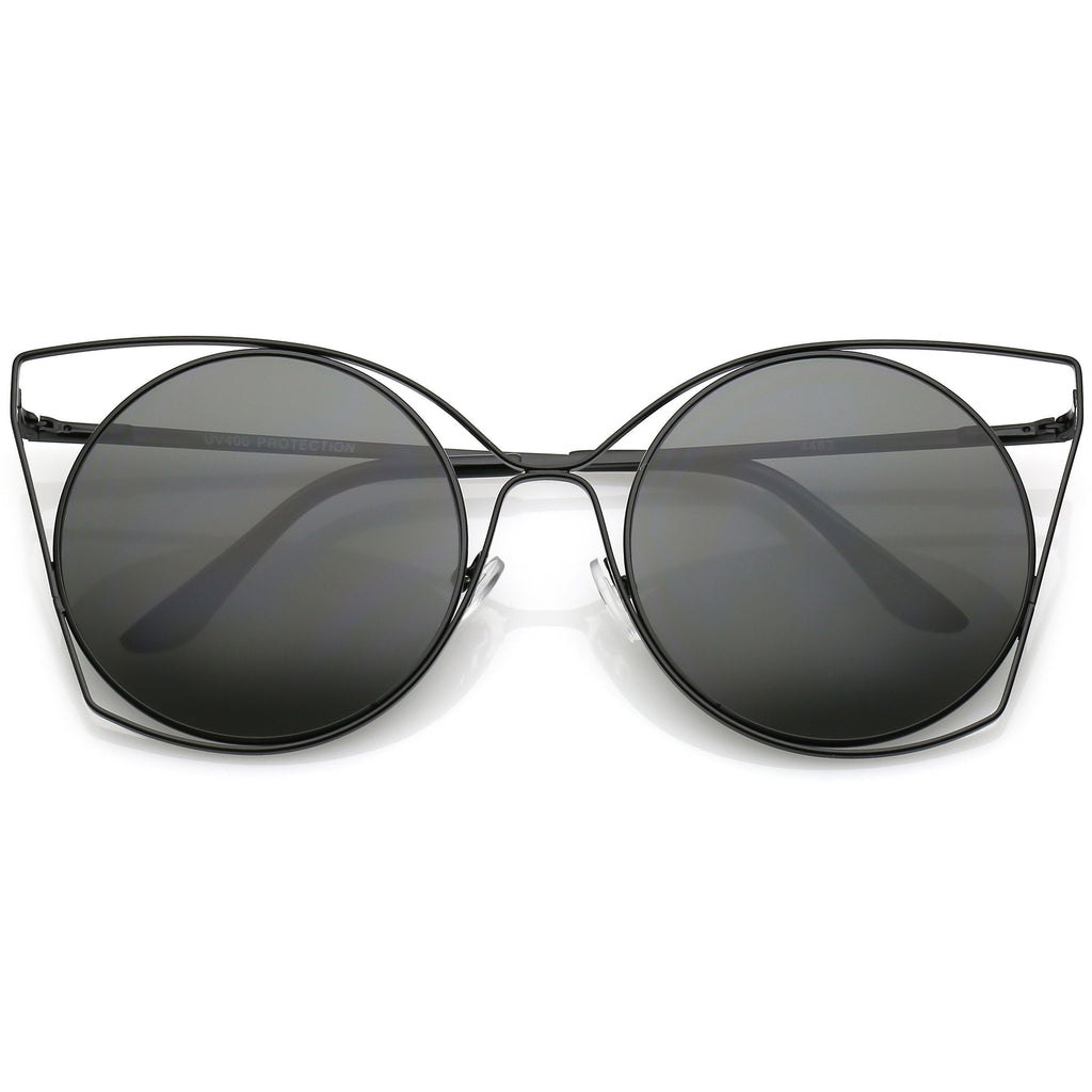 Women's Oversize Round Laser Cut Cat Eye Sunglasses C216