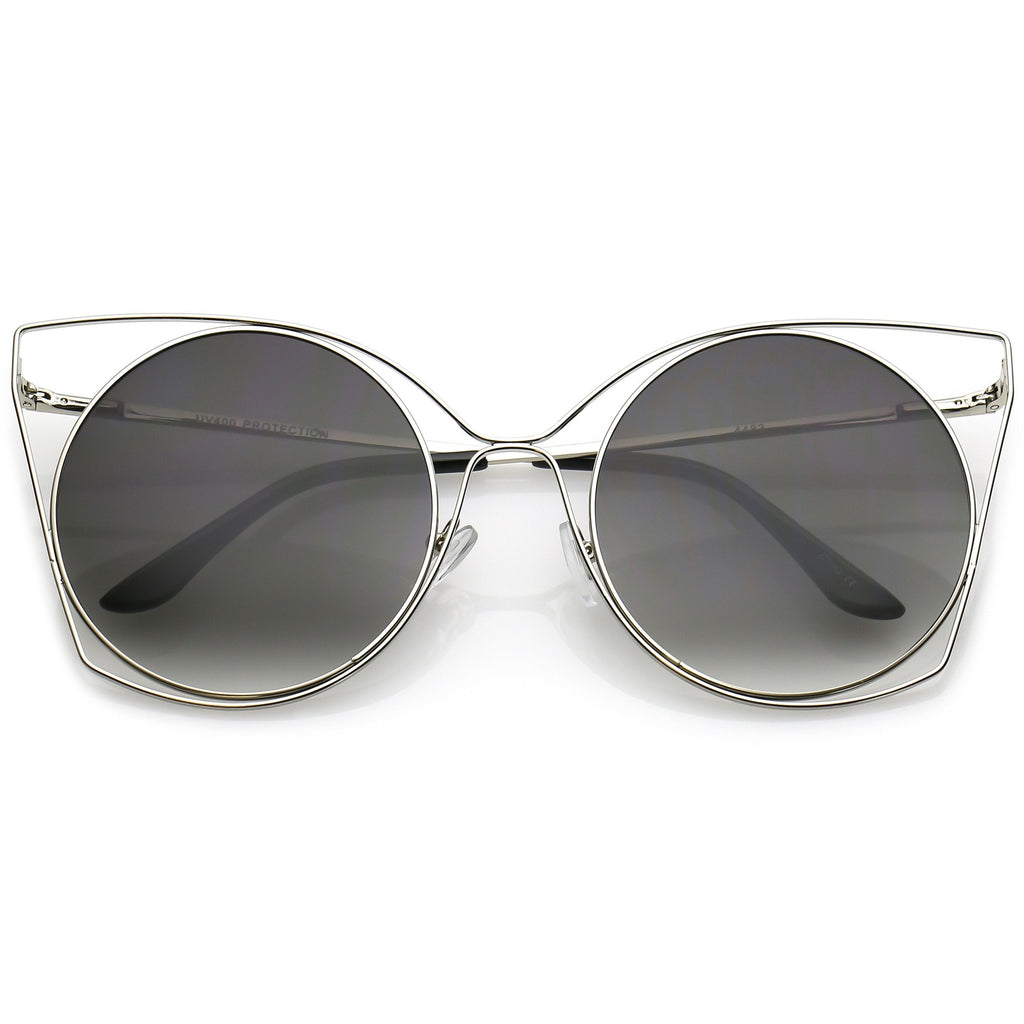 Women's Oversize Round Laser Cut Cat Eye Sunglasses C216