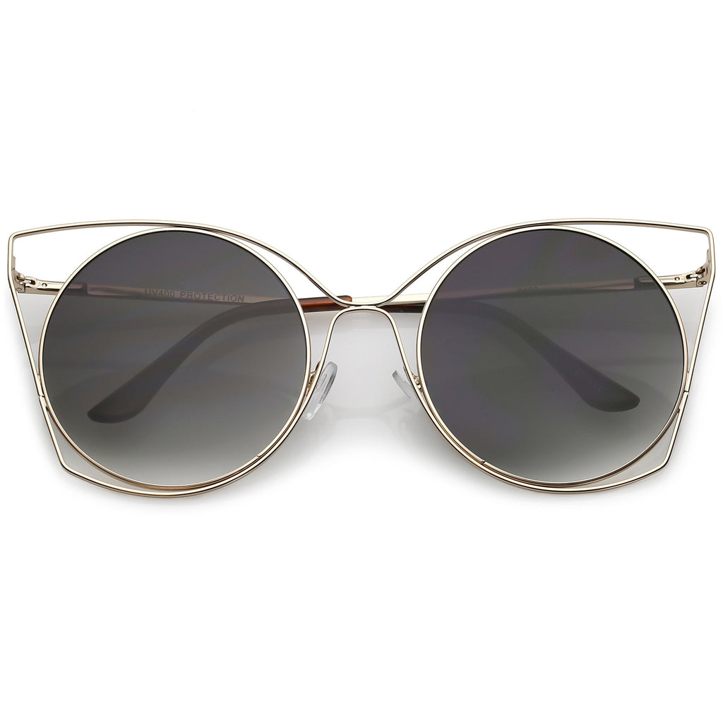 Women's Oversize Round Laser Cut Cat Eye Sunglasses C216
