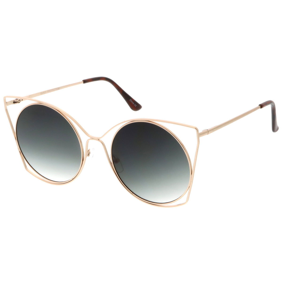 Women's Oversize Round Laser Cut Cat Eye Sunglasses C216