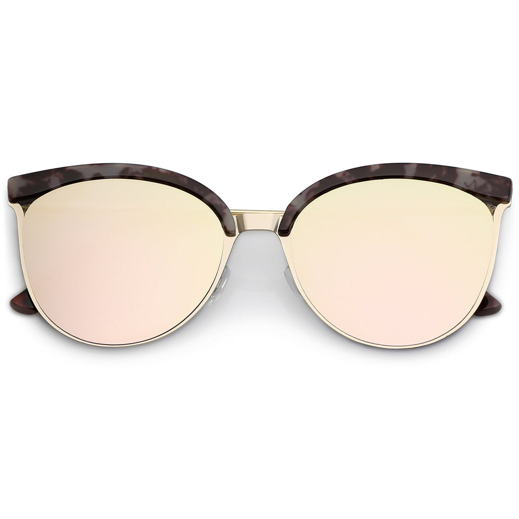 Retro Modern Mirrored Flat Lens Cat Eye Sunglasses C268