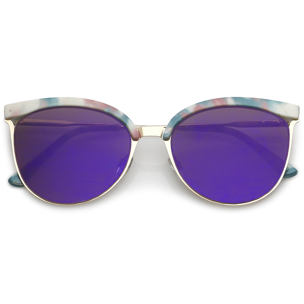 Retro Modern Mirrored Flat Lens Cat Eye Sunglasses C268