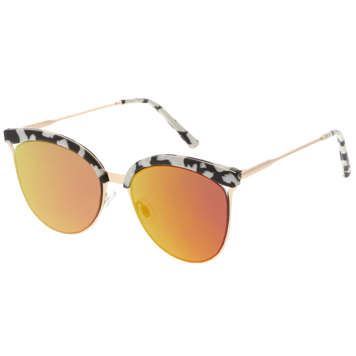 Retro Modern Mirrored Flat Lens Cat Eye Sunglasses C268