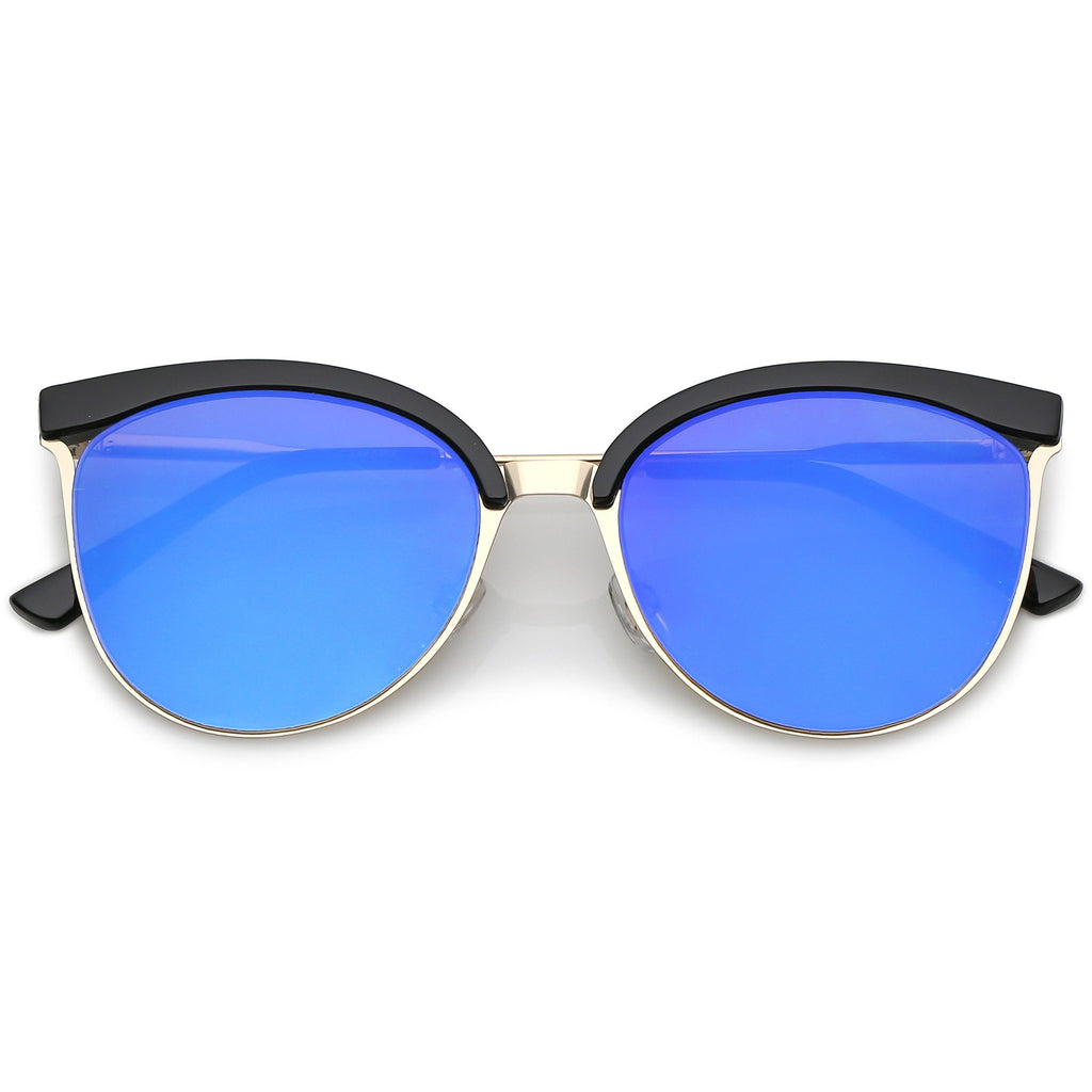 Retro Modern Mirrored Flat Lens Cat Eye Sunglasses C268