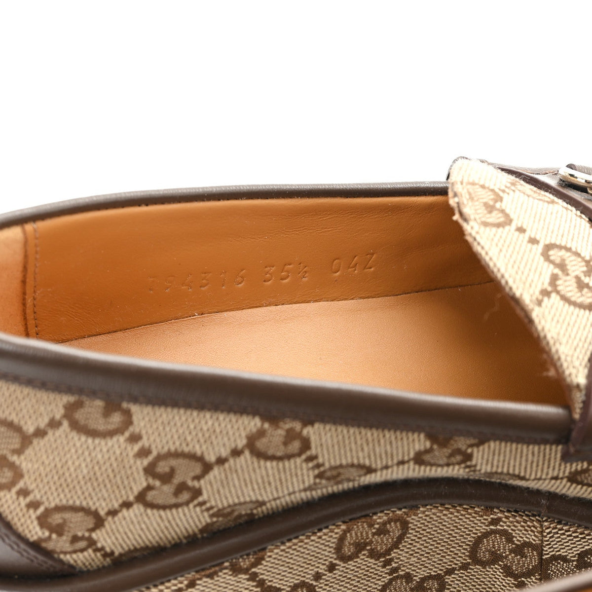 Monogram Horsebit Calfskin Womens Horsebit Wedge Platform Loafers 35.5 Beige Ebony