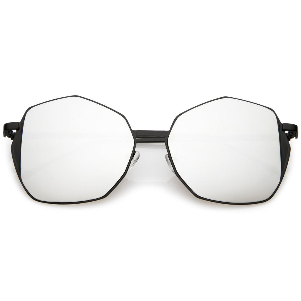 Women's Oversize Geometric Mirrored Flat Lens Sunglasses C128