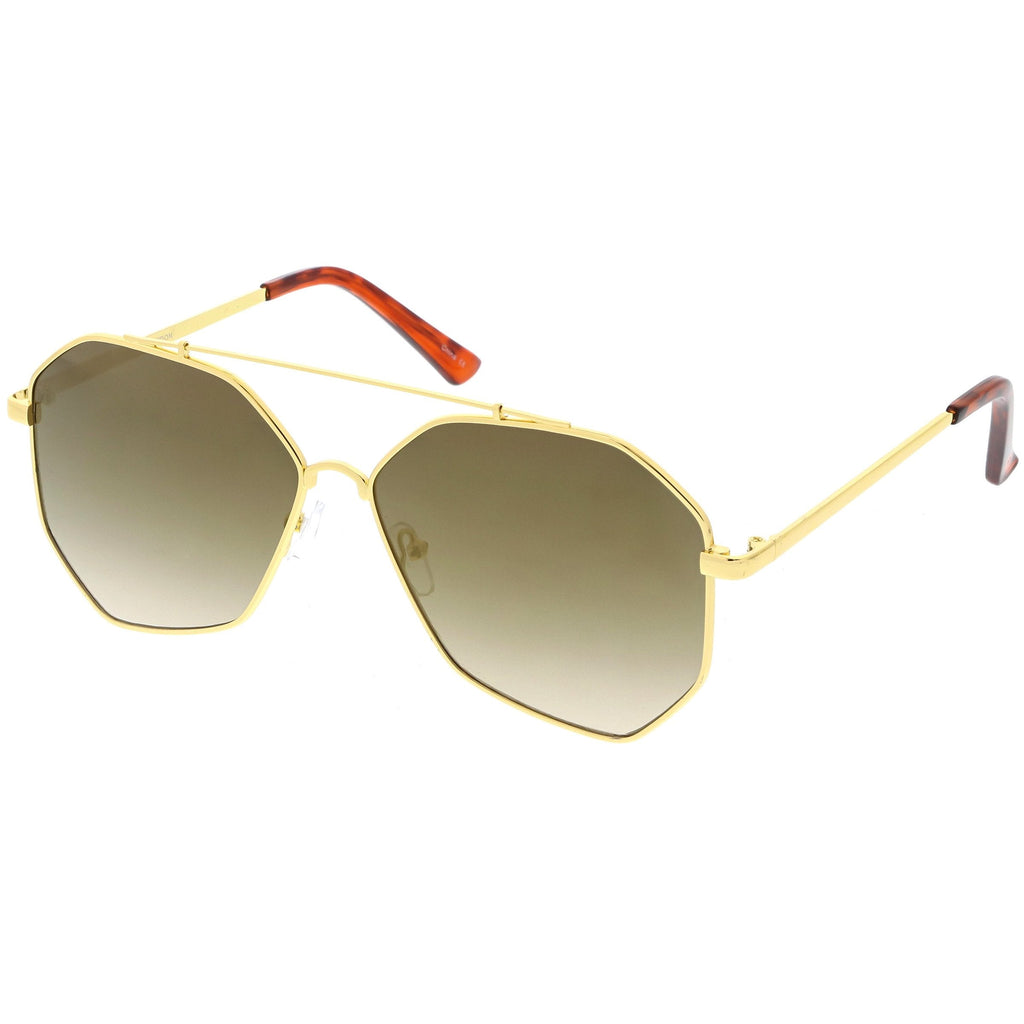 Oversize Geometric Mirrored Flat Lens Aviator Sunglasses C217