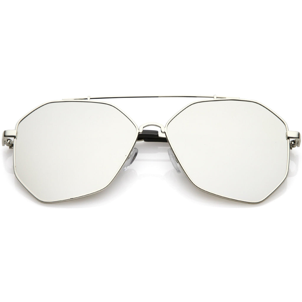 Oversize Geometric Mirrored Flat Lens Aviator Sunglasses C217