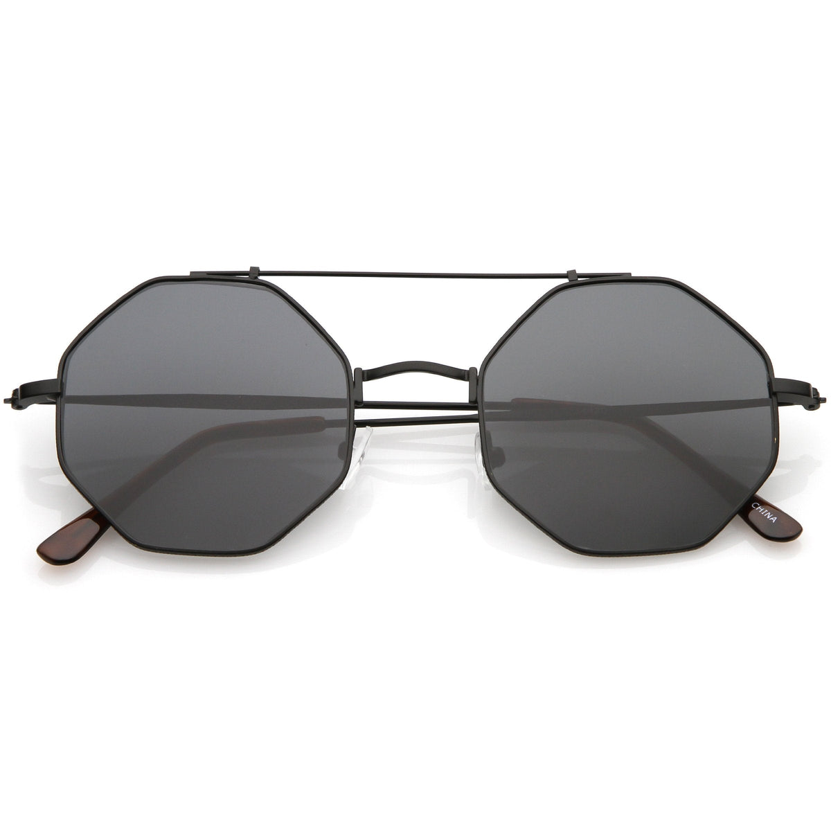 Retro Geometric Octagon Dapper Flat Lens Sunglasses C352