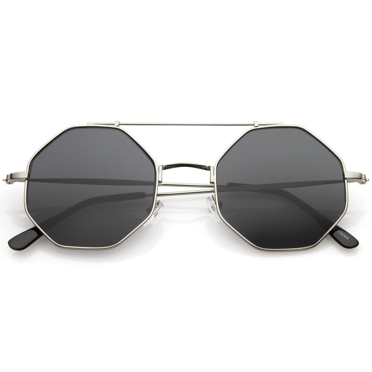 Retro Geometric Octagon Dapper Flat Lens Sunglasses C352