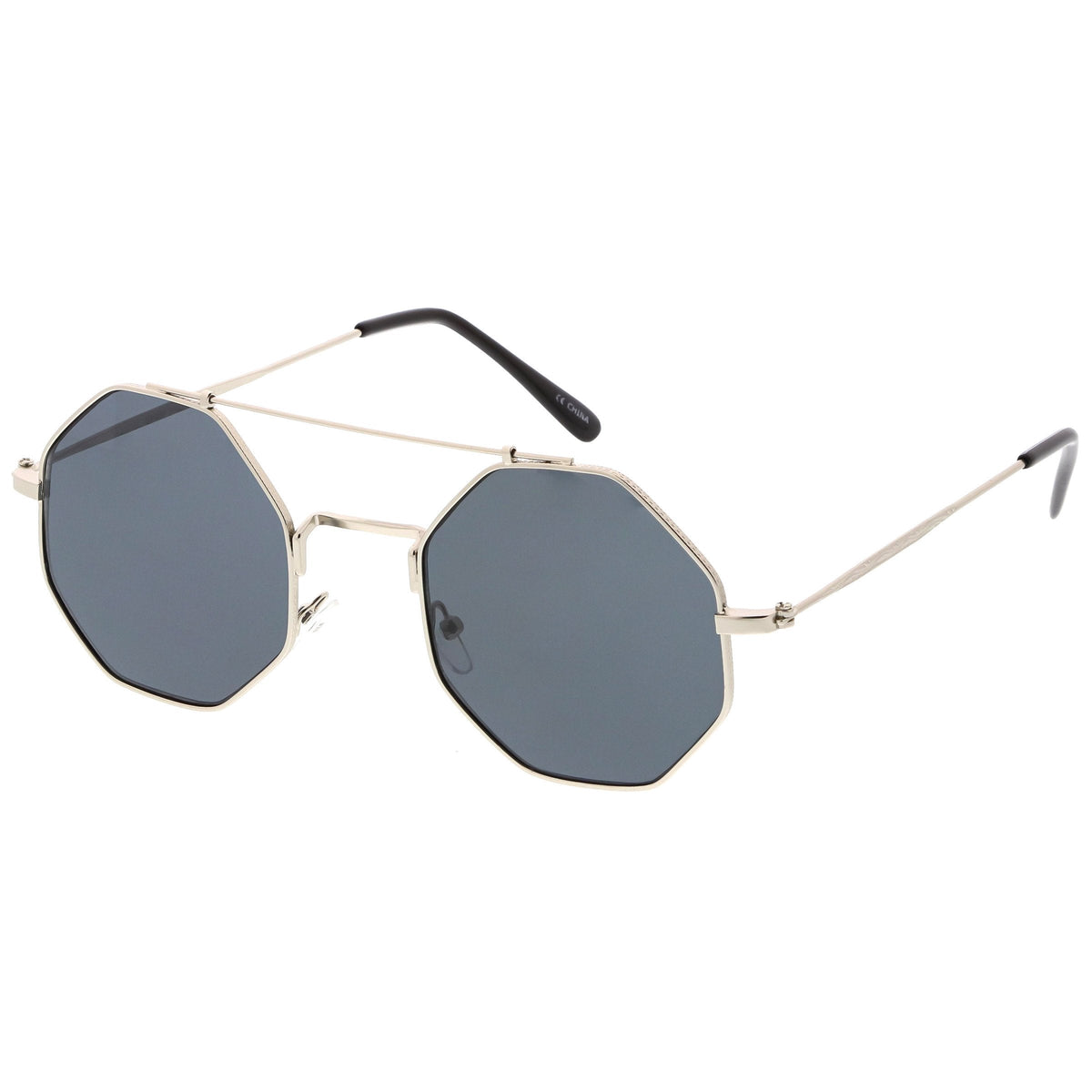 Retro Geometric Octagon Dapper Flat Lens Sunglasses C352