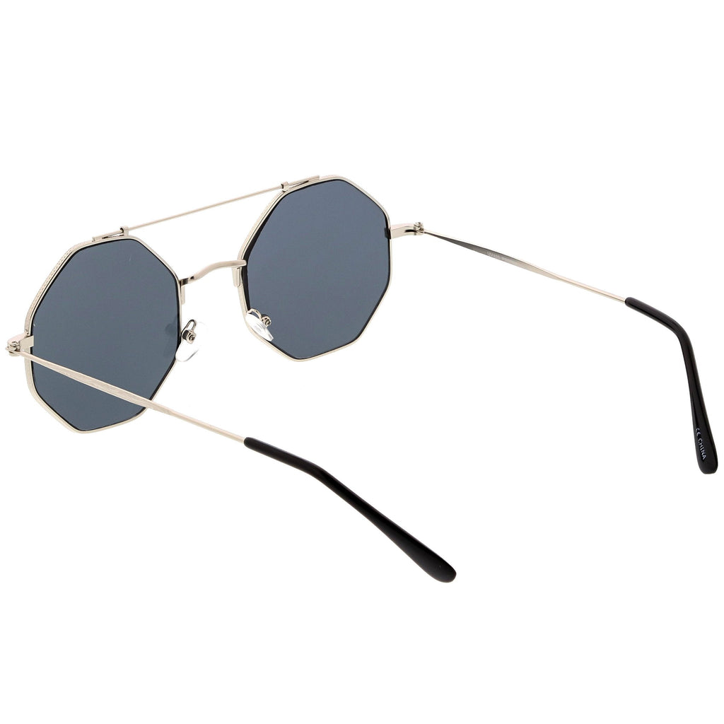 Retro Geometric Octagon Dapper Flat Lens Sunglasses C352