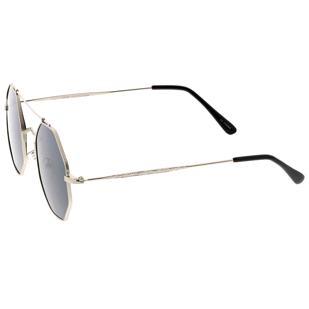 Retro Geometric Octagon Dapper Flat Lens Sunglasses C352