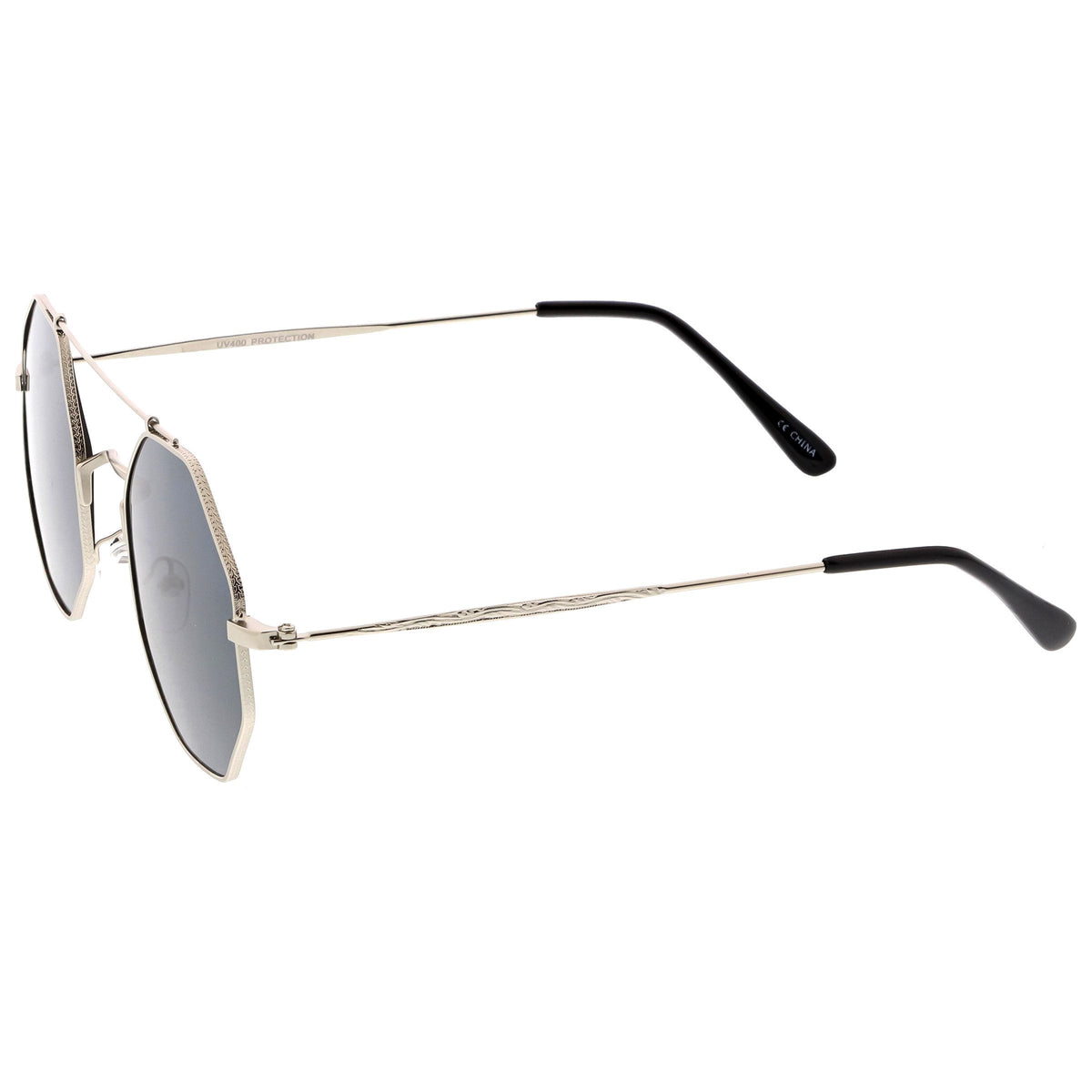 Retro Geometric Octagon Dapper Flat Lens Sunglasses C352