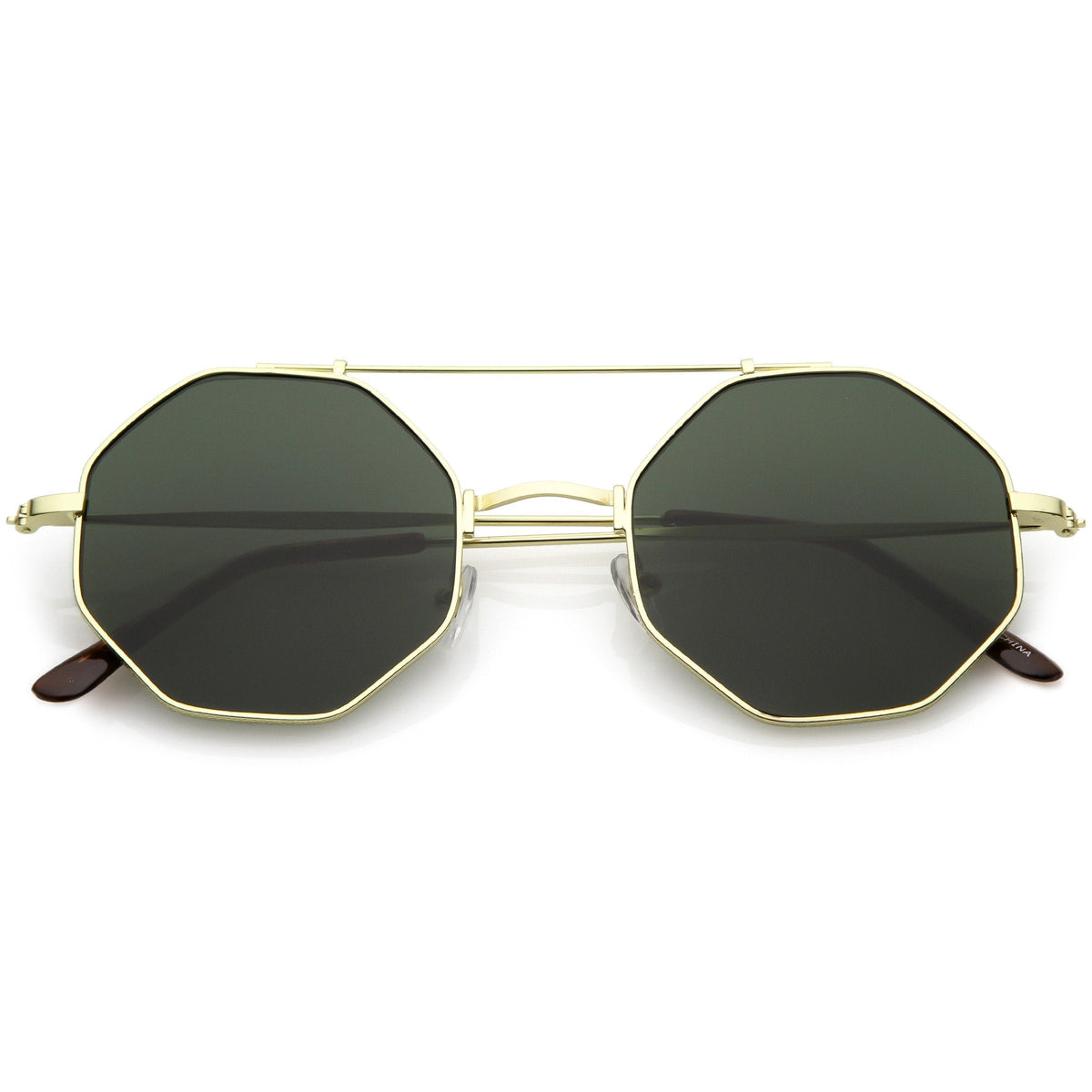 Retro Geometric Octagon Dapper Flat Lens Sunglasses C352