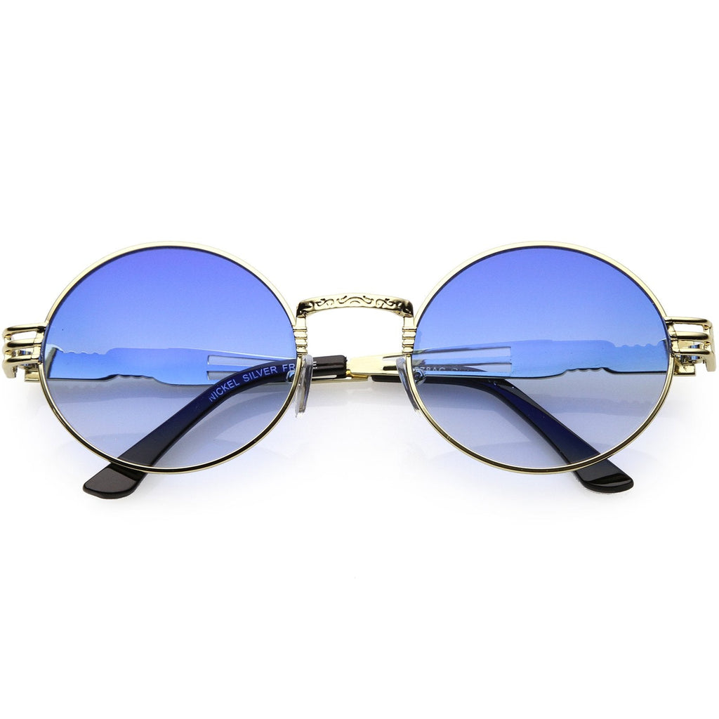 Retro 1990's Oval Steampunk Flat Lens Sunglasses C477