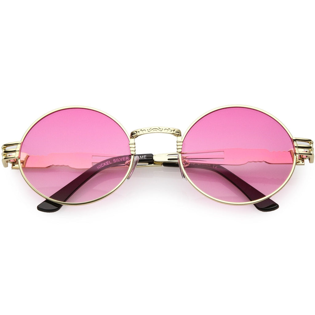 Retro 1990's Oval Steampunk Flat Lens Sunglasses C477