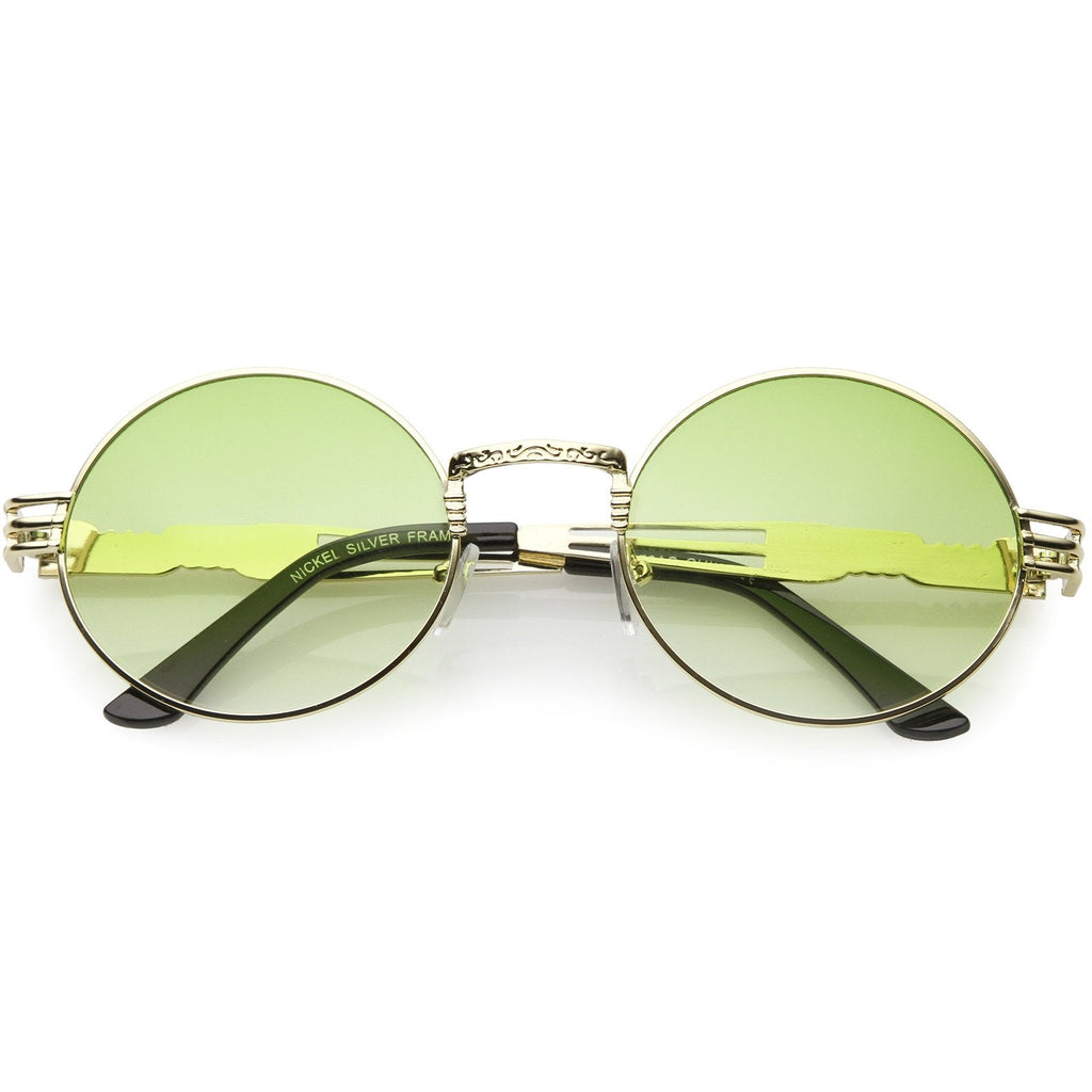 Retro 1990's Oval Steampunk Flat Lens Sunglasses C477
