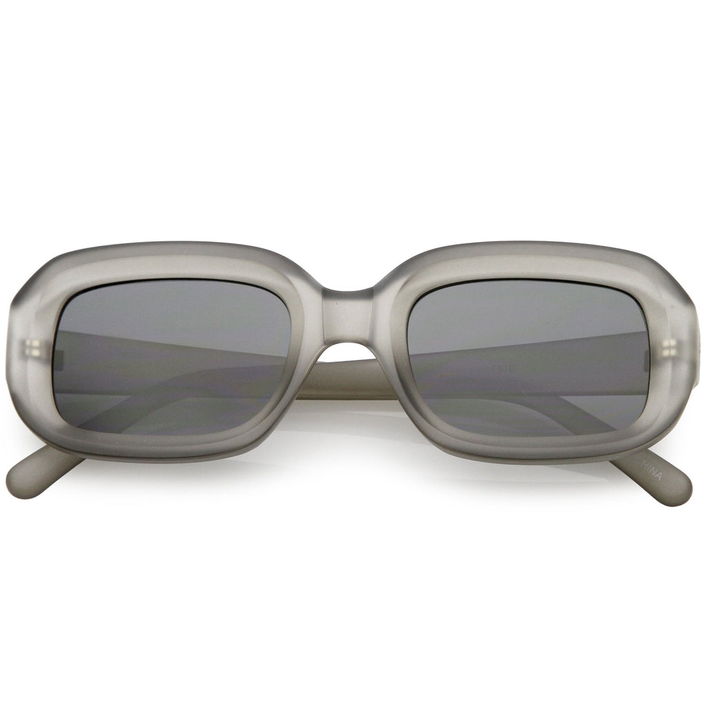 Artistic Retro Modern Deep Rectangle Block Flat Lens Sunglasses C673