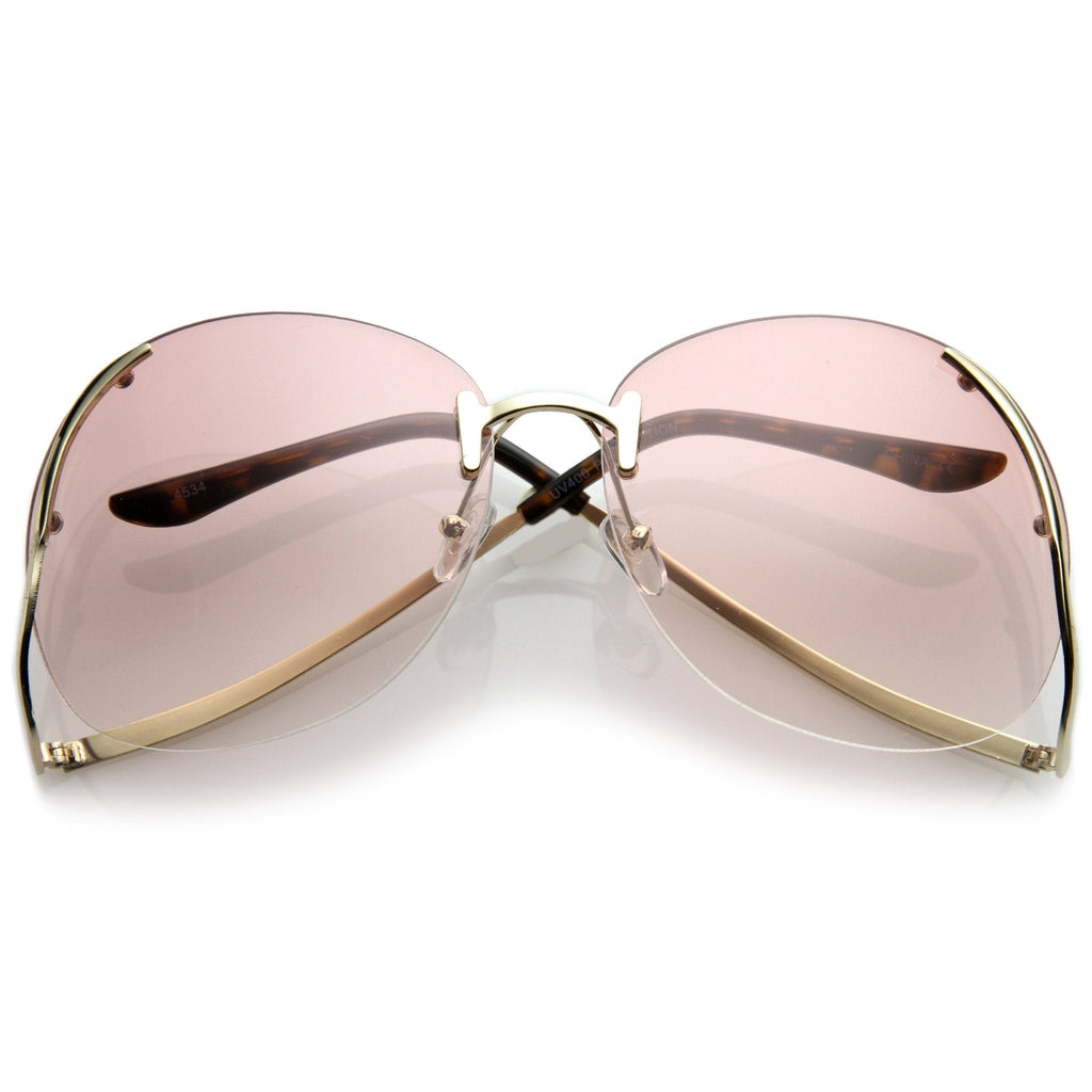 Oversize Women's Rimless Low Temple Gradient Lens Sunglasses C259