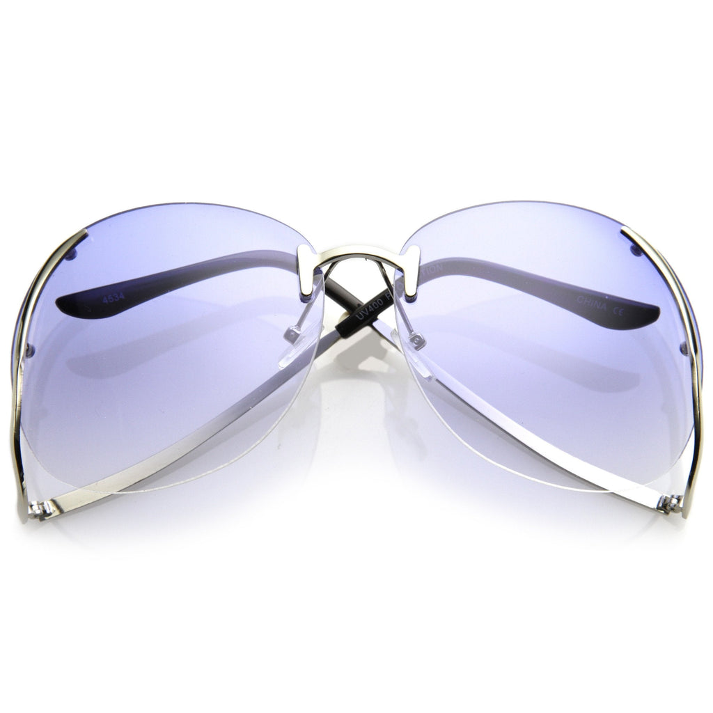 Oversize Women's Rimless Low Temple Gradient Lens Sunglasses C259