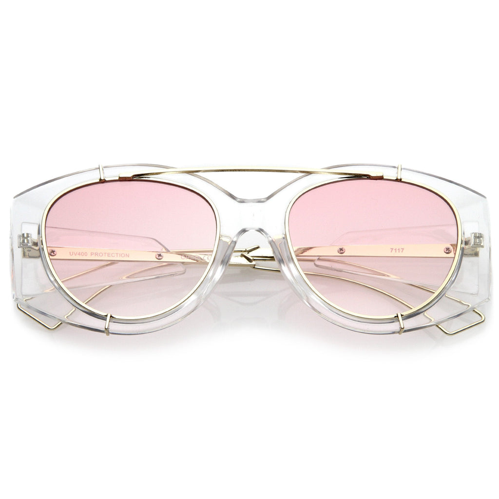 Retro Modern Translucent Round Aviator Sunglasses C328