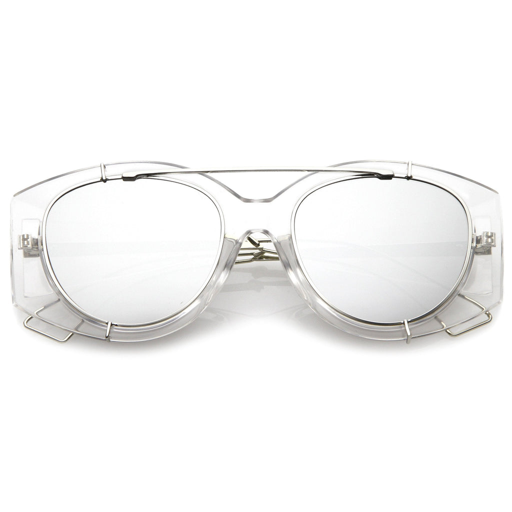Futuristic Translucent Mirrored Flat Lens Aviator Sunglasses C329