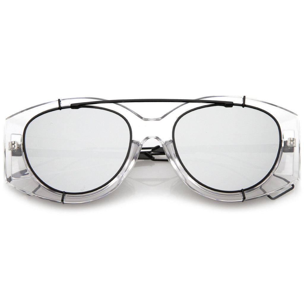 Futuristic Translucent Mirrored Flat Lens Aviator Sunglasses C329