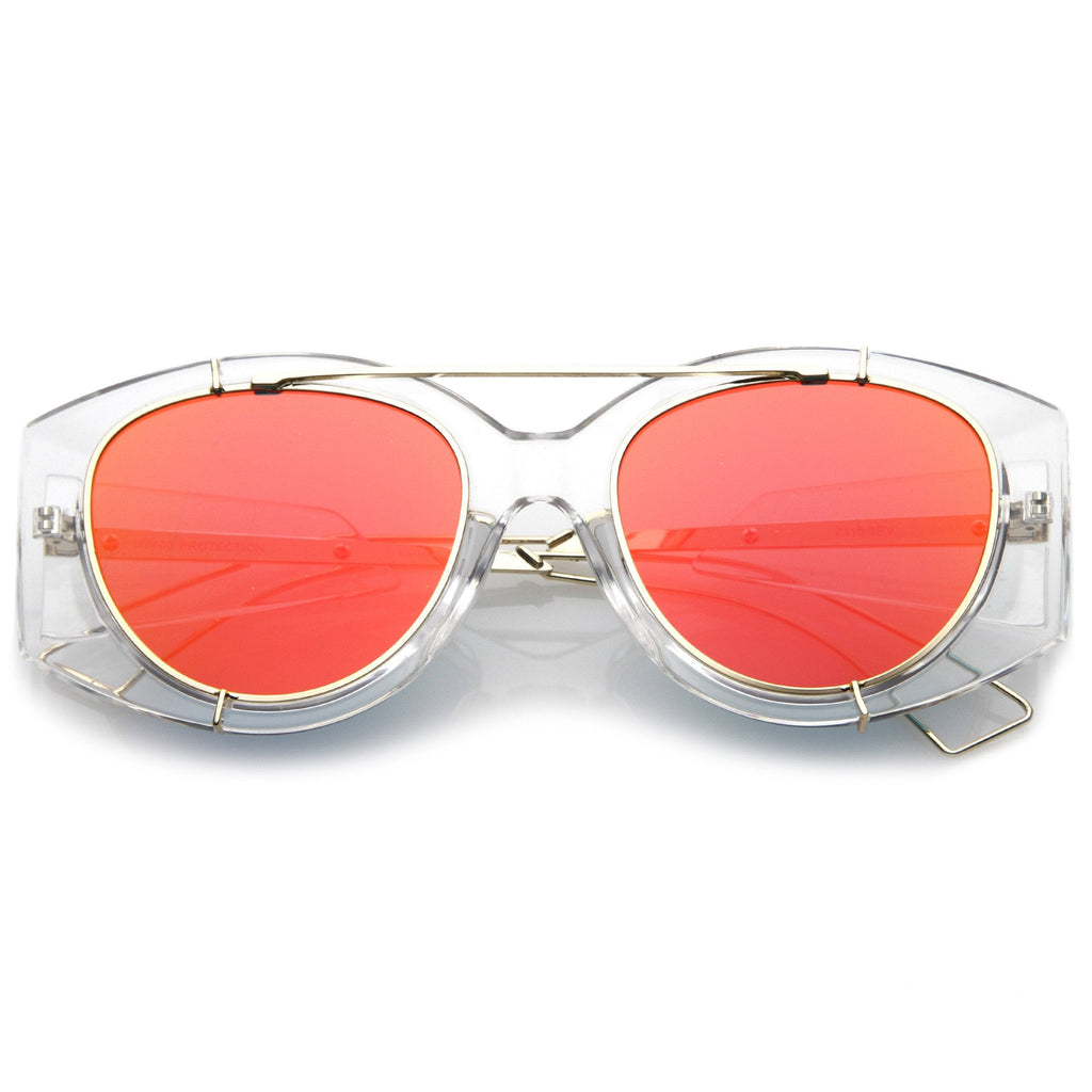 Futuristic Translucent Mirrored Flat Lens Aviator Sunglasses C329