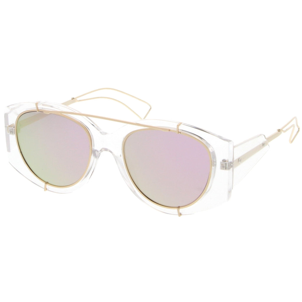 Futuristic Translucent Mirrored Flat Lens Aviator Sunglasses C329