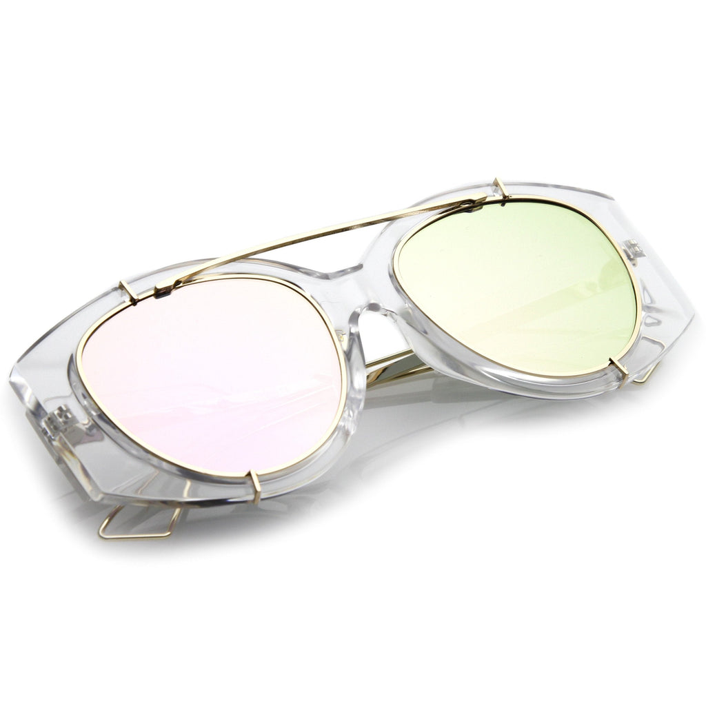Futuristic Translucent Mirrored Flat Lens Aviator Sunglasses C329